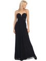 E3018 Strapless Sweetheart Evening Dress - Black, Front View Thumbnail