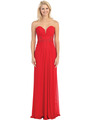 E3018 Strapless Sweetheart Evening Dress - Red, Front View Thumbnail