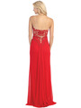 E3018 Strapless Sweetheart Evening Dress - Red, Back View Thumbnail