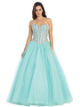 E3020 Fairy Tales Sparkling Bodice Princess Gown - Mint, Front View Thumbnail