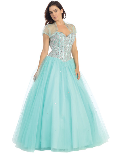 E3020 Fairy Tales Sparkling Bodice Princess Gown - Mint, Alt View Medium