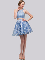 E4200 Two Piece Floral Print Short Prom Dress - Sky Blue, Front View Thumbnail