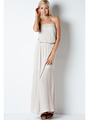 END1796 Crinkle Tube Maxi Dress - Natural, Front View Thumbnail