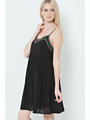 END2235 Babydoll Beaded Slip dress - Black, Front View Thumbnail