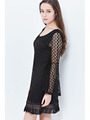 END2457 Lace Bohoo Shift Dress - Black, Alt View Thumbnail