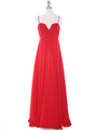 EV3035 Empire Waist Chiffon Evening Dress - Red, Front View Thumbnail