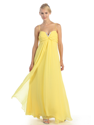 EV3035 Empire Waist Chiffon Evening Dress - Yellow, Alt View Medium