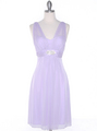 EV3069 Mesh Cocktail Dress with Rhinestone Brooch - Lilac, Front View Thumbnail