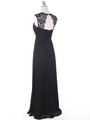 EV3073 Lace & Cap Sleeves Shoulder Evening Dress - Black, Back View Thumbnail