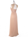 EV3073 Lace & Cap Sleeves Shoulder Evening Dress - Gold, Back View Thumbnail