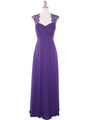 EV3073 Lace & Cap Sleeves Shoulder Evening Dress - Purple, Front View Thumbnail