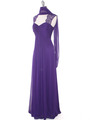 EV3073 Lace & Cap Sleeves Shoulder Evening Dress - Purple, Alt View Thumbnail