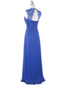 EV3073 Lace & Cap Sleeves Shoulder Evening Dress - Royal Blue, Back View Thumbnail
