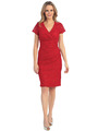 EV3079 Lace Short Sleeves Cocktail Dress - Red, Front View Thumbnail