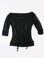 FH001 Boatneck Mesh Top - Black, Front View Thumbnail