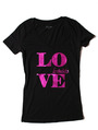 FH004 V-Neck Tee - Black Pink, Front View Thumbnail