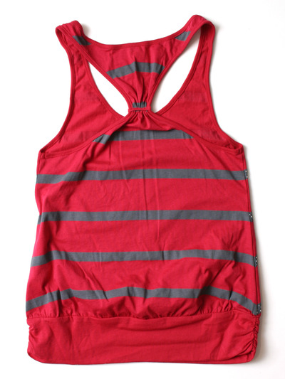 FH006 Women's Tank with Stripe - Red, Back View Medium