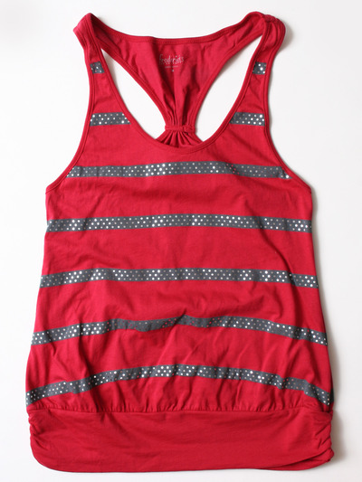 FH006 Women's Tank with Stripe - Red, Front View Medium