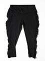 FH009 Cropped Shirred Yoga Pant - Black, Front View Thumbnail