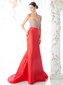 FY-CB760 Strapless Embellished Top Mermaid Gown - Red, Front View Thumbnail