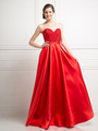 FY-CB763 Sweetheart Beaded Bodice Ball Gown - Red, Front View Thumbnail