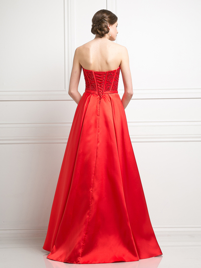 FY-CB763 Sweetheart Beaded Bodice Ball Gown - Red, Back View Medium