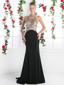 FY-CK23 Halter Top Evening Dress with Open Back - Black, Front View Thumbnail