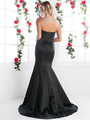 FY-CK36 Trumpet Prom Gown with illusion Neckline - Black, Back View Thumbnail