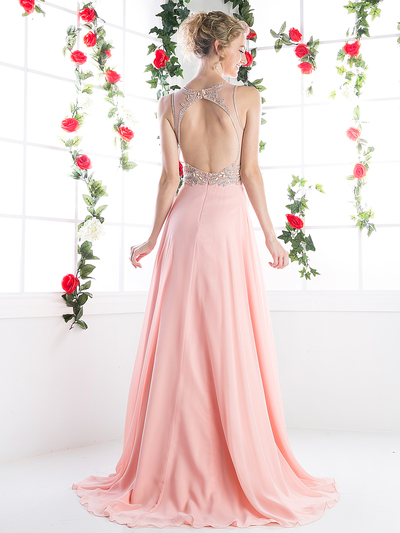 FY-CK78 Illusion Sweetheart Prom Evening Dress - Blush, Back View Medium