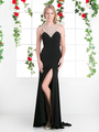 FY-CP804 Jeweled Necklace Long Evening Dress with Train - Black, Front View Thumbnail