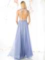 FY-CP806 High Neck Sleeveless Beaded Bodice Prom Dress - Perry Blue, Back View Thumbnail
