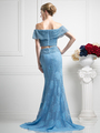 FY-CR755 Two Piece Crochet Beading Mermaid Prom Dress - Perry Blue, Back View Thumbnail