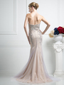 FY-F501 Sweetheart Beaded Prom Gown with Godet Hem - Champagne, Back View Thumbnail