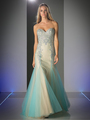 FY-F501 Sweetheart Beaded Prom Gown with Godet Hem - Turquoise, Front View Thumbnail