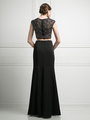 FY-KD036 High Neck Beaded Top Two Piece Evening Dress - Black, Back View Thumbnail