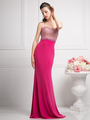 FY-KD037 Sweetheart Beaded Prom Dress - Fushcia, Front View Thumbnail