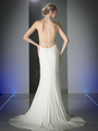 FY-ML6111 Halter Floral Top Evening Dress with Train - Off White, Back View Thumbnail