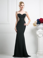 FY-SL772 Cap Sleeve Sweetheart Evening Dress with Mermaid Hem - Black, Front View Thumbnail