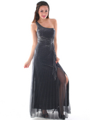 Shimmer One Shoulder Evening Dress