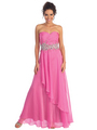 GL1001 Sweetheart Chiffon Floral Beading Evening Dress - Fuschia, Front View Thumbnail