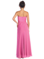 GL1001 Sweetheart Chiffon Floral Beading Evening Dress - Fuschia, Back View Thumbnail