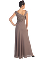 GL1003 Asymmetrical Neckline Evening Dress - Light Brown, Back View Thumbnail