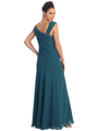 GL1003 Asymmetrical Neckline Evening Dress - Teal, Back View Thumbnail