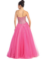 GL1063 Jeweled Top Sweetheart Prom Gown - Fuschia, Back View Thumbnail