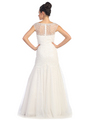 GL1072 Illusion Beaded Mesh Evening Dress - White, Back View Thumbnail