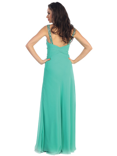GL1082 Stunning Sweetheart Wrap Evening Gown - Green, Back View Medium