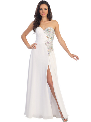 GL1112 Pure & Pristine Sweetheart Evening Dress, White