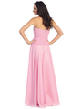 GL1114 Pleated Bodice Beaded Bustline Sweetheart Prom Dress - Pink, Back View Thumbnail