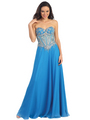 GL1132 Ocean Blue Sweetheart Neckline Embellished Bodice Prom Dress - Ocean Blue, Front View Thumbnail