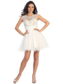 GL1140 Perky and Posh Party Cocktail Dress - White, Front View Thumbnail